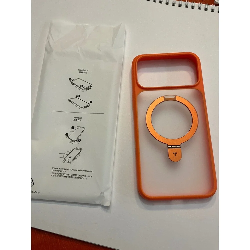 TORRAS Orange Stand Case for iPhone 17‎ Pro Max with Magnetic Ring Kickstand
